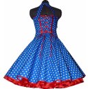 50er Punkte Korsagenkleid royalblau mit weißen Tupfen
