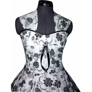 Korsagenkleid zum Petticoat weiß schwarze Paysleyblumen