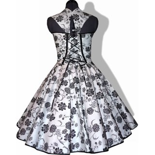 Korsagenkleid zum Petticoat wei schwarze Paysleyblumen