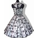Korsagenkleid zum Petticoat weiß schwarze Paysleyblumen