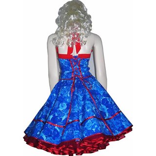 Kleid Petticoat blaue Rosen mit Tllblume