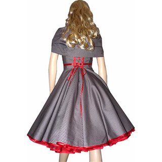 50er Lolita Kleid zum Petticoat grau schwarze Punkte rot