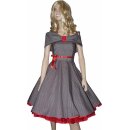 50er Lolita Kleid zum Petticoat grau schwarze Punkte rot