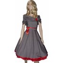 50er Lolita Kleid zum Petticoat grau schwarze Punkte rot