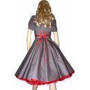 50er Lolita Kleid zum Petticoat grau schwarze Punkte rot
