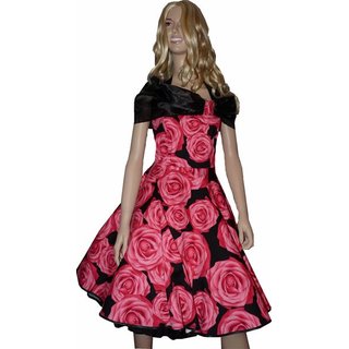 Rotes Rosenkleid zum Petticoat mit Organzastola