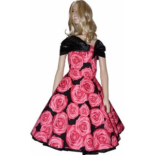 Rotes Rosenkleid zum Petticoat mit Organzastola