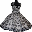 Weißes Tanzkleid Korsage schwarze Paisleyblumen