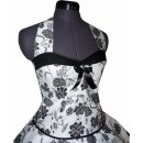 Weißes Tanzkleid Korsage schwarze Paisleyblumen