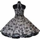 Weißes Tanzkleid Korsage schwarze Paisleyblumen