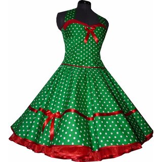 50er Kleid Punkte Petticoat saftgrün rote Akzente