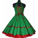 50er Kleid Punkte Petticoat saftgrün rote Akzente