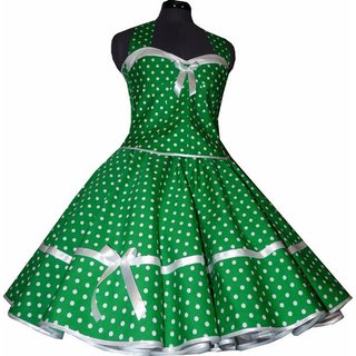 50er Kleid Punkte Petticoat saftgrün weiße Akzente