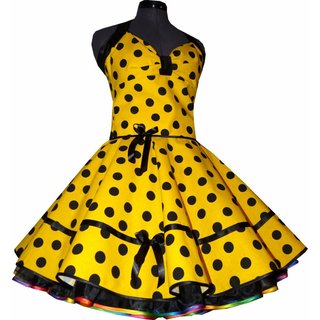 Punktekleid Rockabilly gelb groe schwarze Tupfen