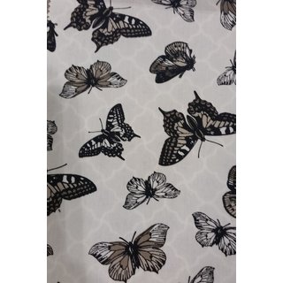50er Kleid zum Petticoat weiß mit schwarzen Schmetterlingen im Sepialook