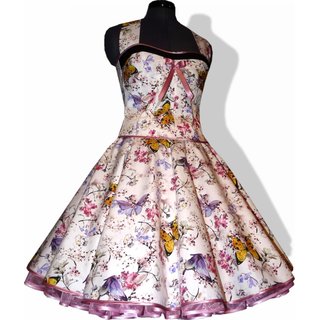 Zauberhaftes Kleid zum Petticoat mit bunten Schmetterlingen Dekoltee schwarz Band wählbar