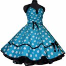 Punktekleid Rockabilly türkis große weiße Tupfen