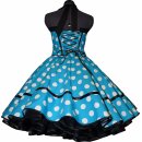 Punktekleid Rockabilly türkis große weiße Tupfen