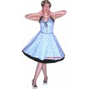 Sixtys Punkte Kleid hellblau schwarz große weiße Punkte