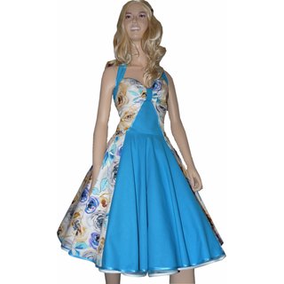 Petticoatkleid wei  trkis filigrane Rosen 36