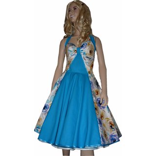 Petticoatkleid wei  trkis filigrane Rosen 36