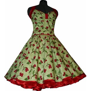 Rockabillykleid grn Punkte rote Kirschen 36