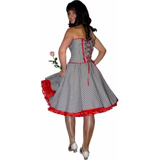 Retrokleid Korsage schwarz wei�e Blumen 40