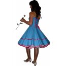50er Jahre Punktepetticoatkleid tuerkis mit Petticoat Punkte und Bänder pink 36