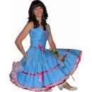 50er Jahre Punktepetticoatkleid tuerkis mit Petticoat Punkte und Bänder pink 36