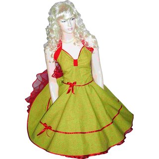 Petticoatkleid Sandy Minikaro grün-gelb-rot