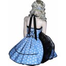 Punktekleid Rockabilly hellblau große weiss Tupfen schwarzer Akz