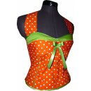 50er Tanzkleid zum Petticoat orange weiße Punkte Band lindgrün