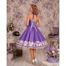 Petticoatkleid lila violett kleine weiße Punkte Blumendesign