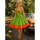 50er Jahre Kleid zum Petticoat apfelgrün orange Punkte