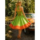 50er Jahre Kleid zum Petticoat apfelgrün orange Punkte