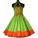 50er Jahre Kleid zum Petticoat apfelgrün orange Punkte
