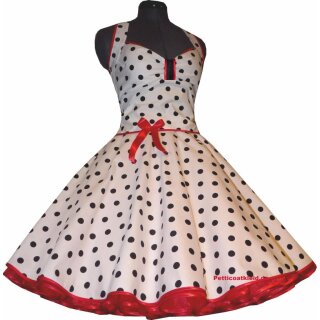 50er Petticoatkleid weiß schwarze mittlere Punkte