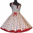50er Petticoatkleid weiß schwarze mittlere Punkte